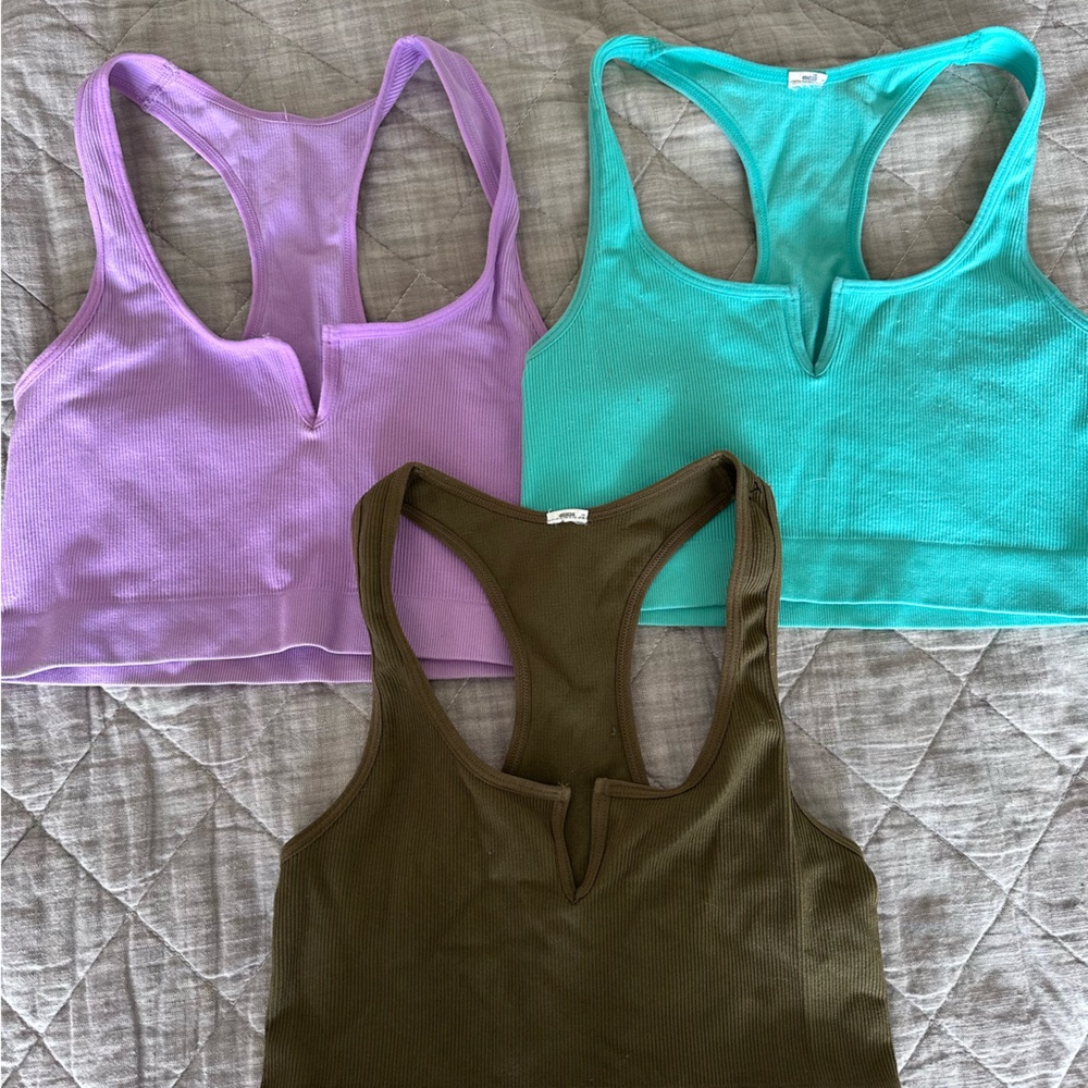 Forever 21 Green and Purple Sleeveless Crop Tank Top